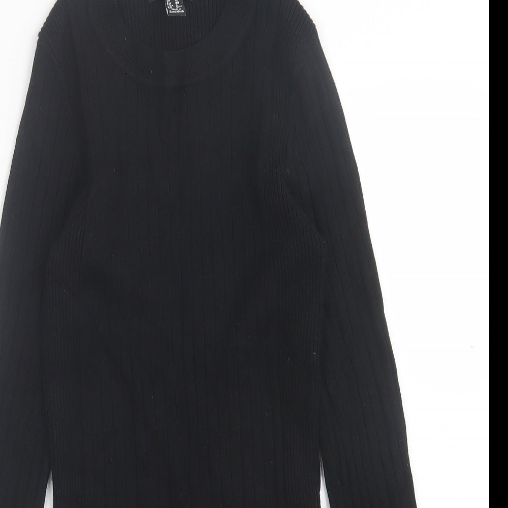 New Look Womens Black Crew Neck  Viscose Pullover Jumper Size 10