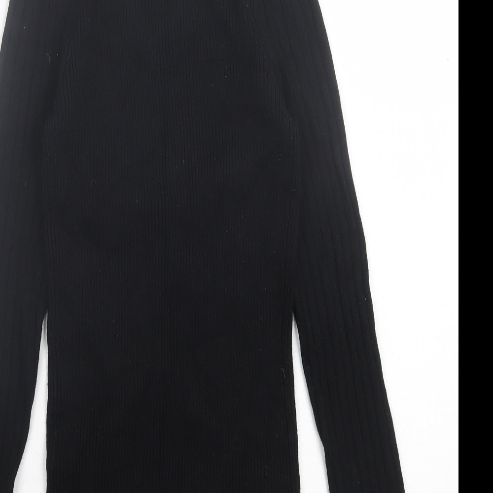 New Look Womens Black Crew Neck  Viscose Pullover Jumper Size 10