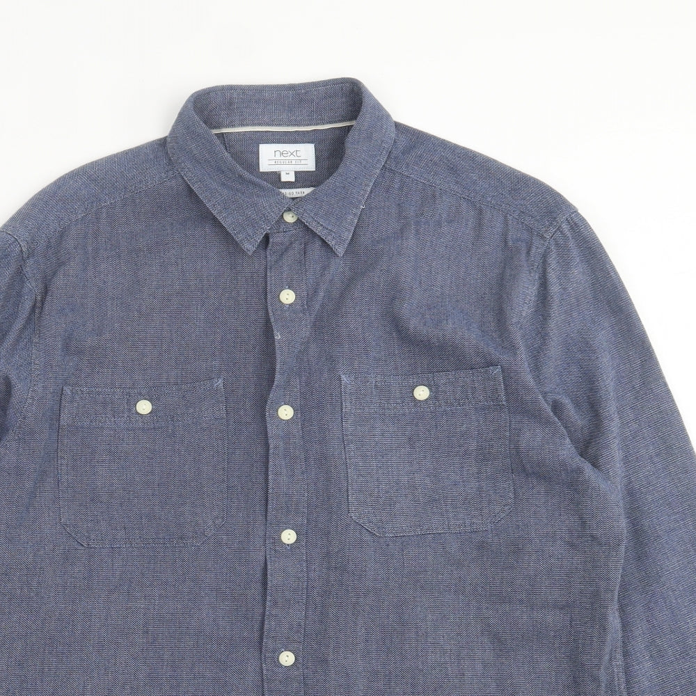 NEXT Mens Blue  Cotton  Button-Up Size M Collared Button