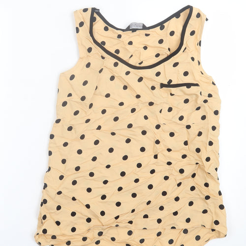 Dorothy Perkins Womens Beige Polka Dot Polyester Basic Tank Size 10 Scoop Neck