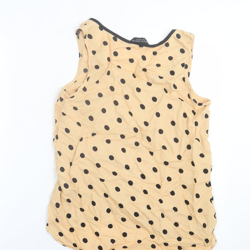 Dorothy Perkins Womens Beige Polka Dot Polyester Basic Tank Size 10 Scoop Neck