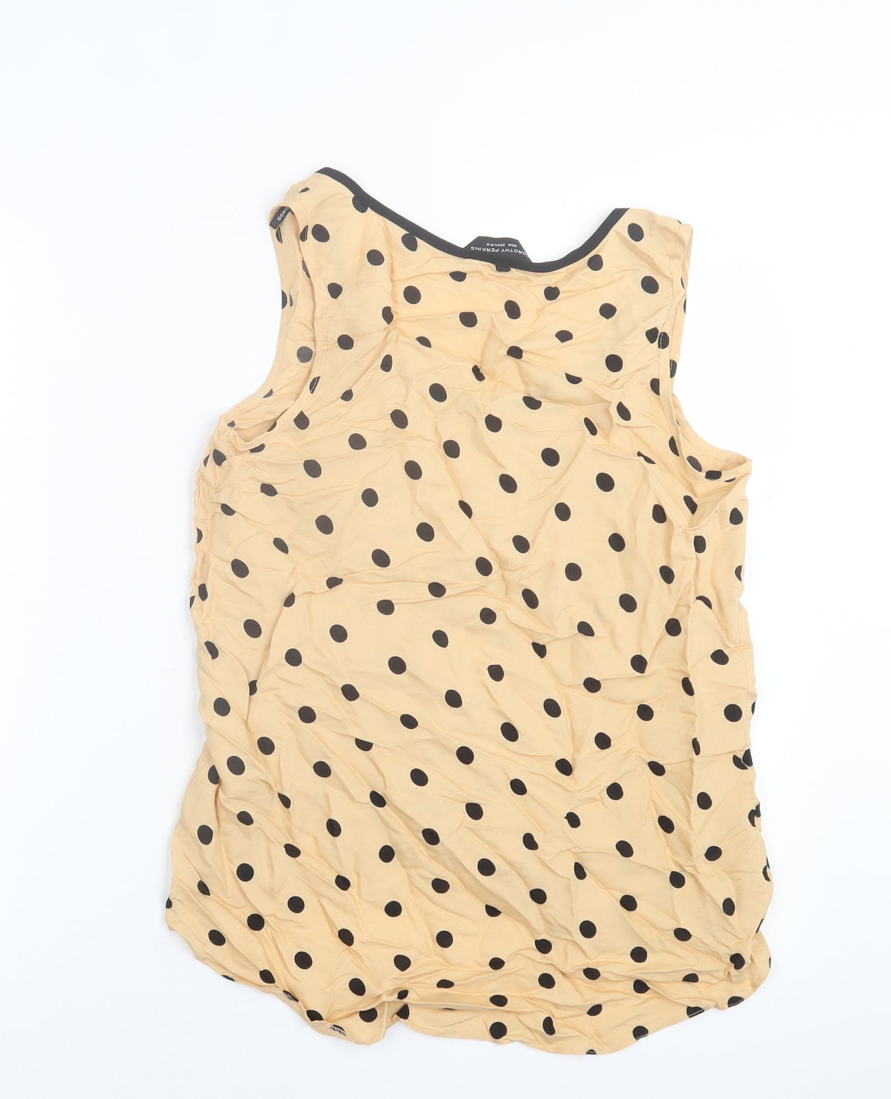 Dorothy Perkins Womens Beige Polka Dot Polyester Basic Tank Size 10 Scoop Neck