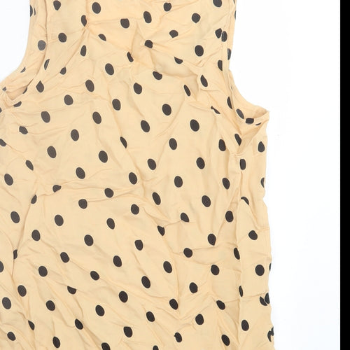 Dorothy Perkins Womens Beige Polka Dot Polyester Basic Tank Size 10 Scoop Neck