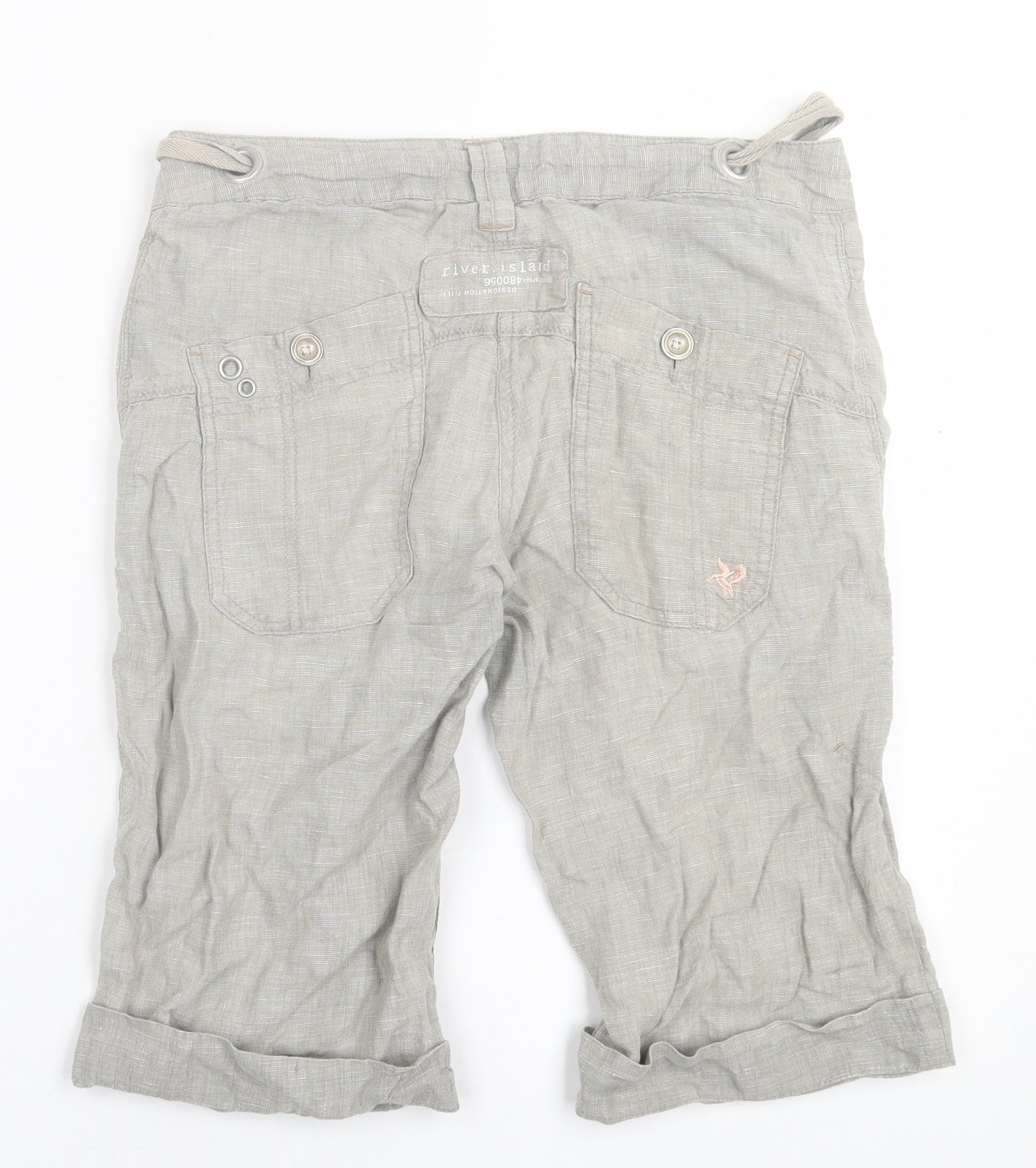 River Island Womens Grey  Linen Bermuda Shorts Size 6 L12 in Regular Hook & Eye