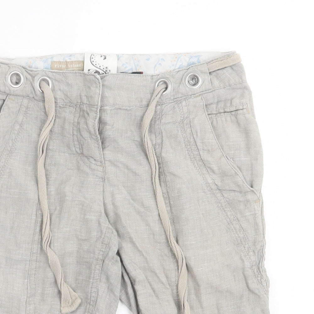 River Island Womens Grey  Linen Bermuda Shorts Size 6 L12 in Regular Hook & Eye