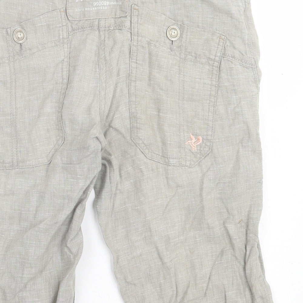 River Island Womens Grey  Linen Bermuda Shorts Size 6 L12 in Regular Hook & Eye