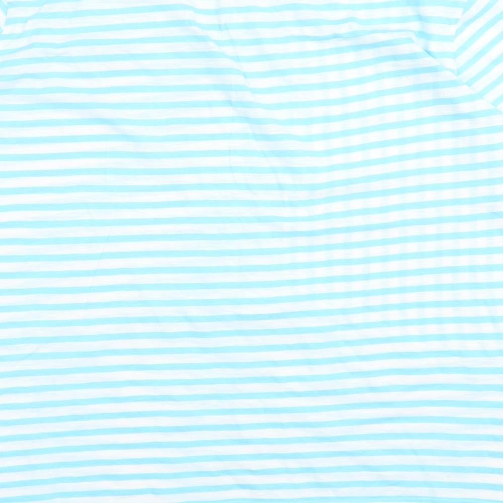 BPC Womens Blue Striped Polyester Basic T-Shirt Size 20 Crew Neck