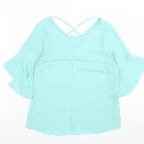 George Womens Green  Polyester Basic T-Shirt Size 8 Scoop Neck