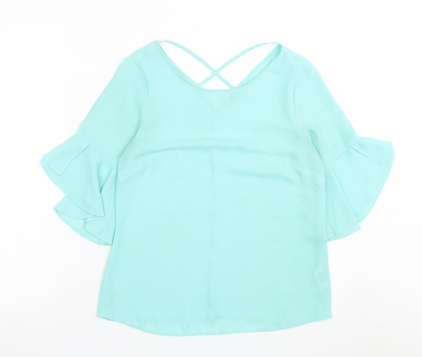 George Womens Green  Polyester Basic T-Shirt Size 8 Scoop Neck