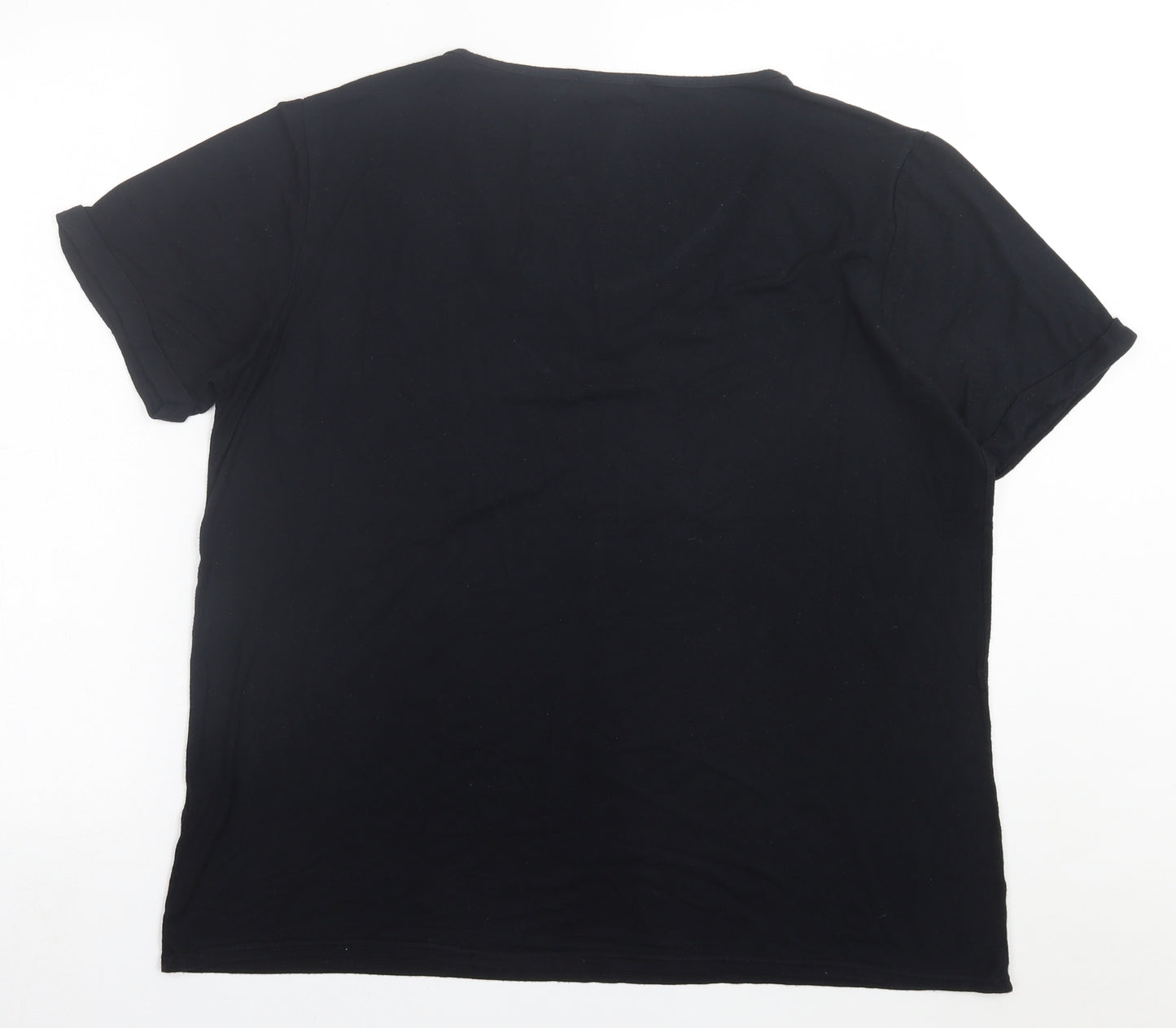 Missguided Womens Black  Viscose Basic T-Shirt Size 12 V-Neck