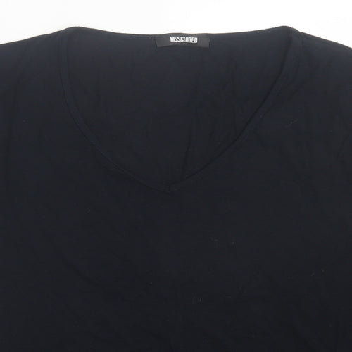 Missguided Womens Black  Viscose Basic T-Shirt Size 12 V-Neck