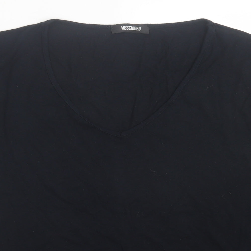 Missguided Womens Black  Viscose Basic T-Shirt Size 12 V-Neck