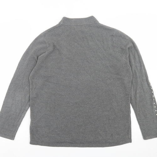 Classic Womens Grey Crew Neck  Acrylic Pullover Jumper Size 14