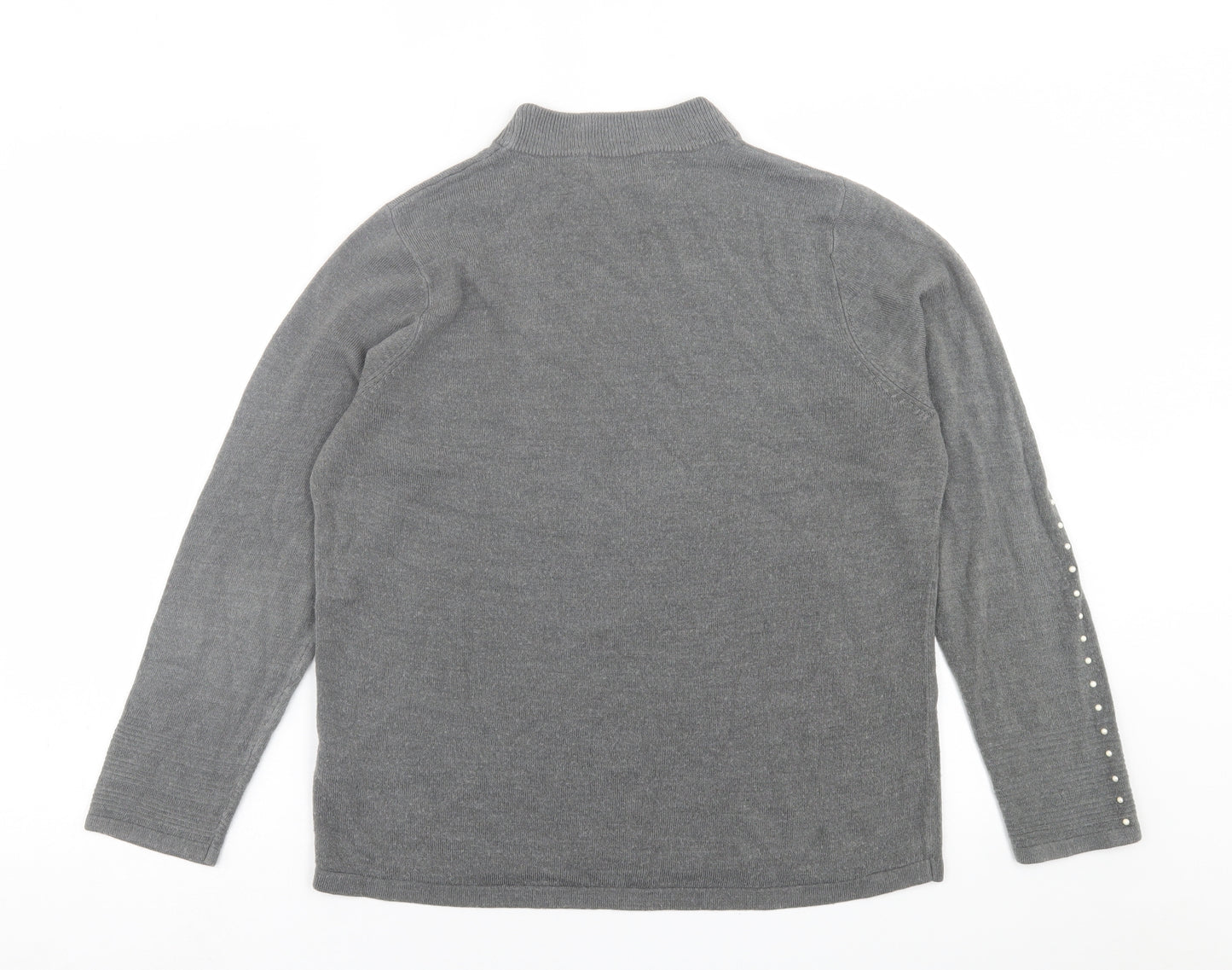 Classic Womens Grey Crew Neck  Acrylic Pullover Jumper Size 14