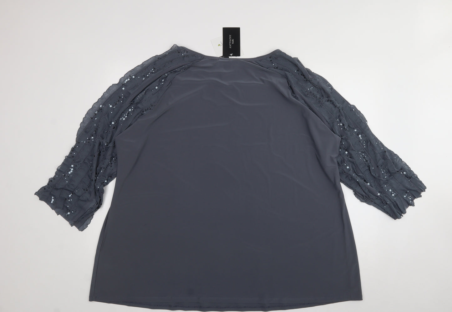 Antthony Womens Grey  Polyester Basic T-Shirt Size 3XL Scoop Neck