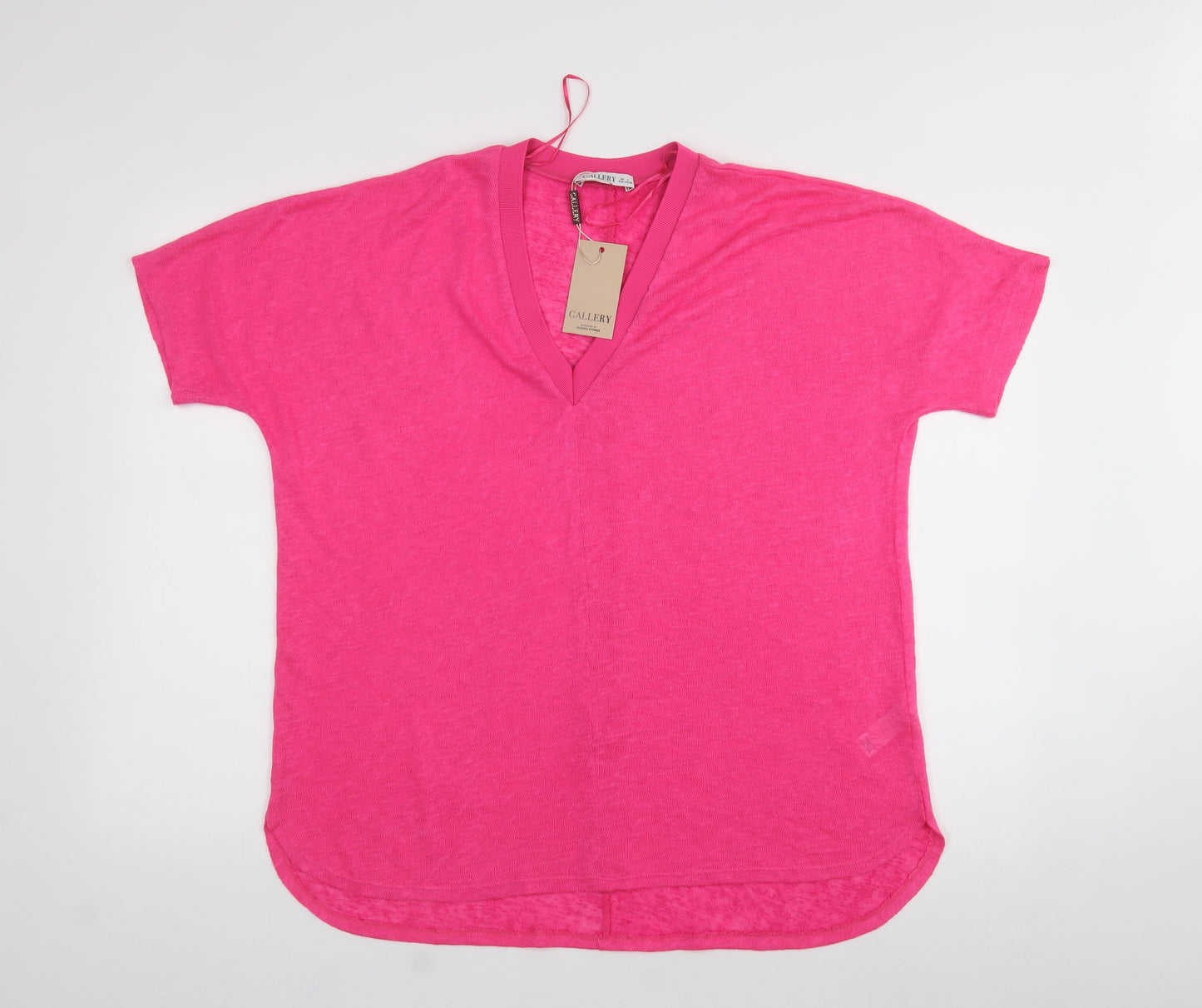 Gallery  Womens Pink  Polyester Jersey T-Shirt Size L V-Neck