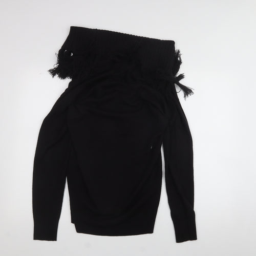 F&F Womens Black  Acrylic Basic T-Shirt Size 10 High Neck