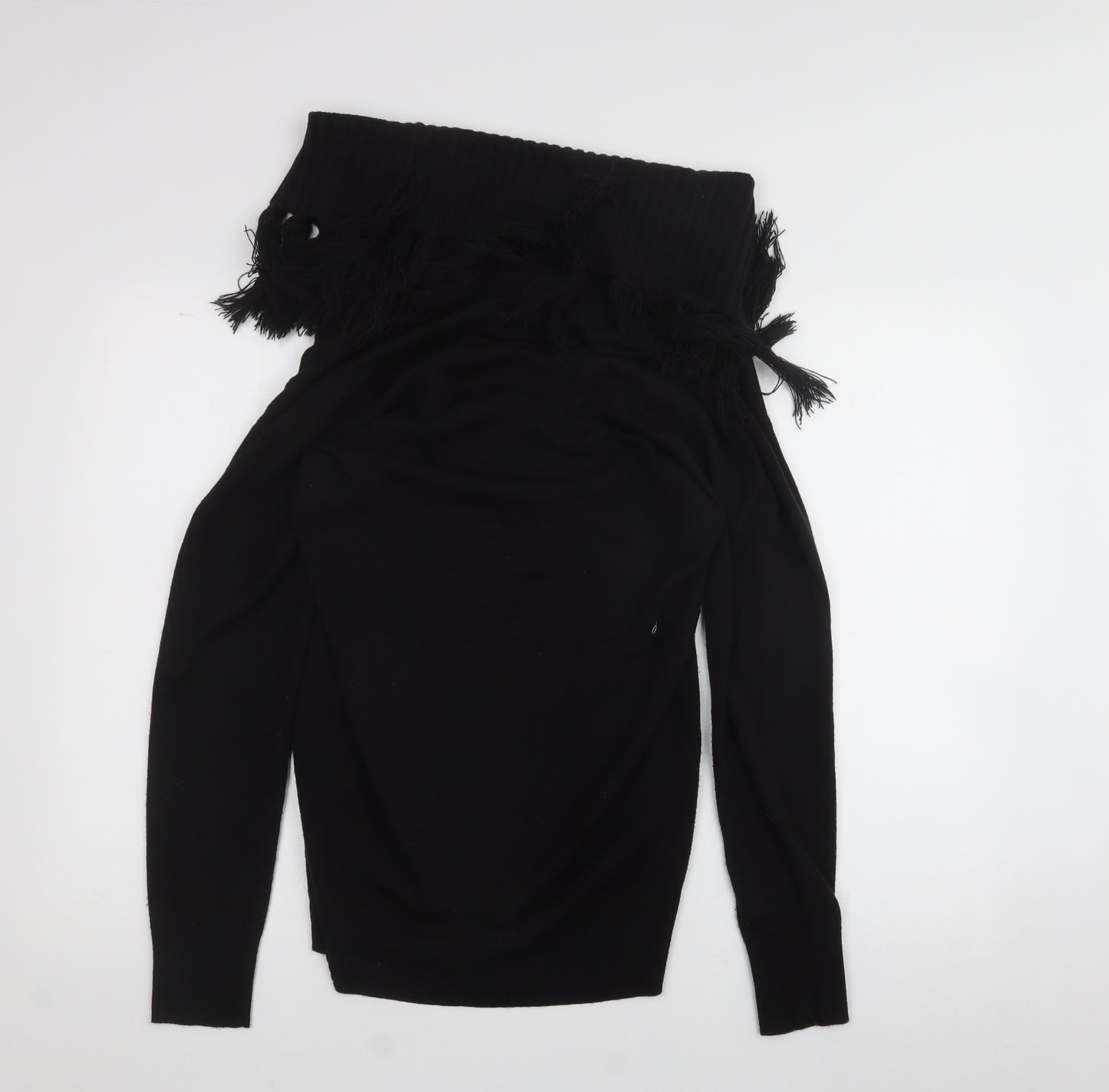 F&F Womens Black  Acrylic Basic T-Shirt Size 10 High Neck