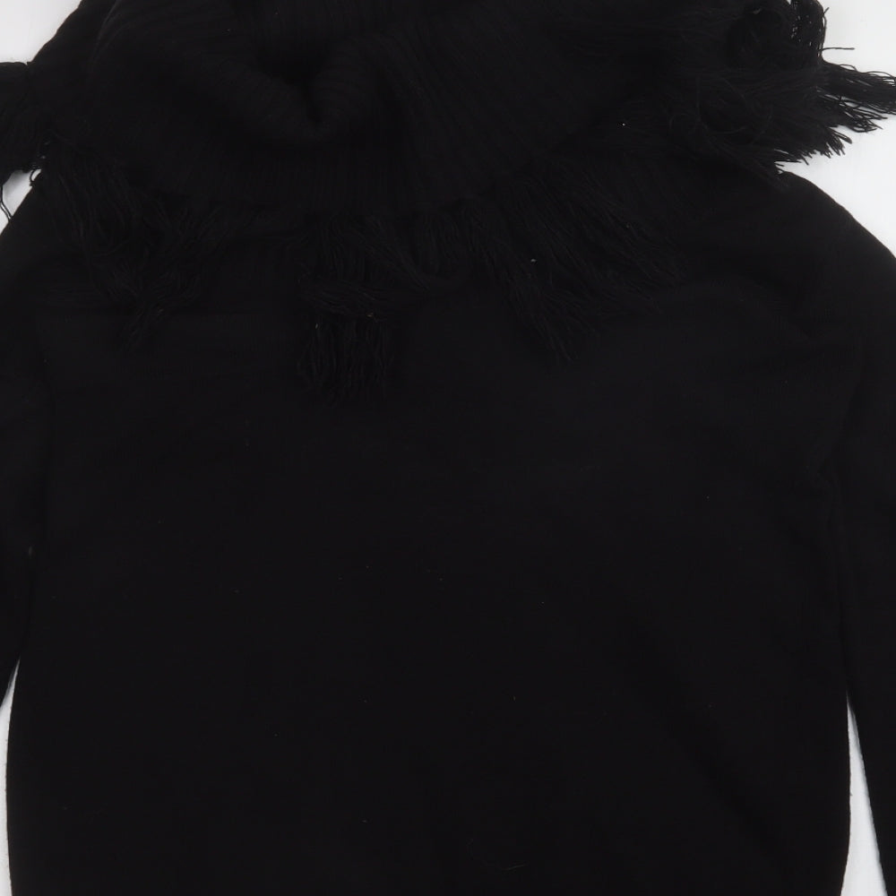 F&F Womens Black  Acrylic Basic T-Shirt Size 10 High Neck