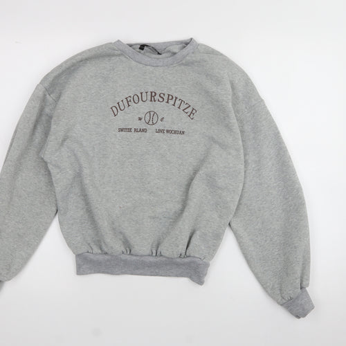 SheIn Womens Grey  Polyester Henley Sweatshirt Size S