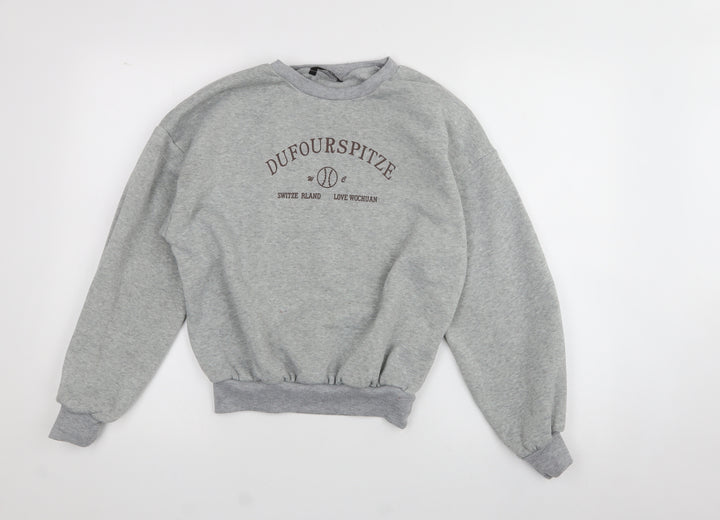 SheIn Womens Grey  Polyester Henley Sweatshirt Size S