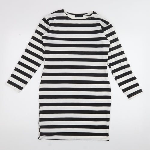 Exhibit  Womens White  Polyester A-Line  Size 10  Crew Neck