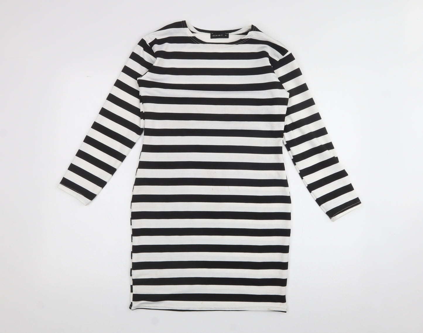 Exhibit  Womens White  Polyester A-Line  Size 10  Crew Neck