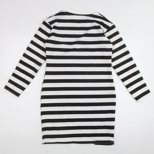 Exhibit  Womens White  Polyester A-Line  Size 10  Crew Neck