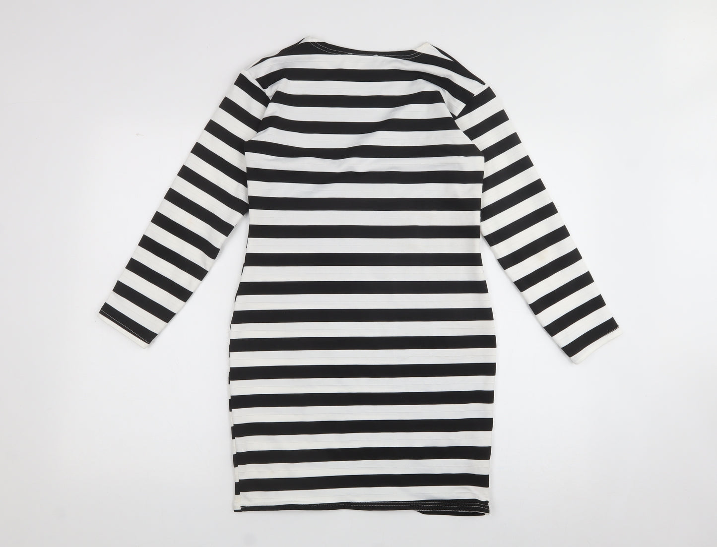 Exhibit  Womens White  Polyester A-Line  Size 10  Crew Neck