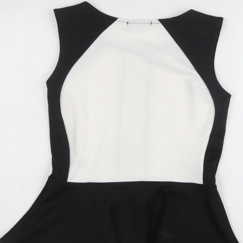 Exhibit  Womens Black  Polyester Basic T-Shirt Size 10 Scoop Neck