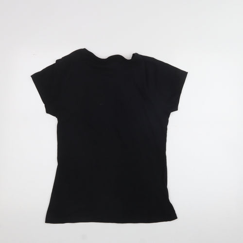 Pep & co  Womens Black  Cotton Basic T-Shirt Size 10 Crew Neck - Prosecco