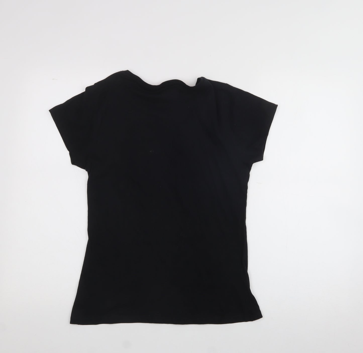 Pep & co  Womens Black  Cotton Basic T-Shirt Size 10 Crew Neck - Prosecco