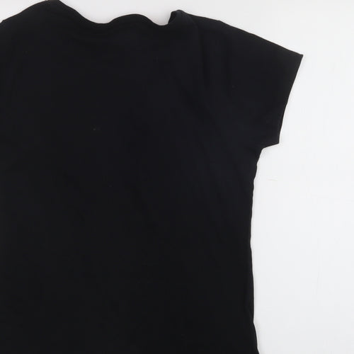 Pep & co  Womens Black  Cotton Basic T-Shirt Size 10 Crew Neck - Prosecco