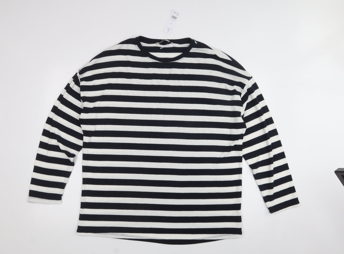 George Womens White Striped Polyester Pullover Sweatshirt Size 22