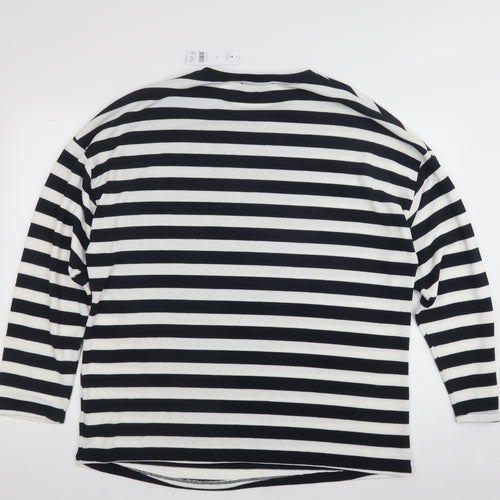 George Womens White Striped Polyester Pullover Sweatshirt Size 22