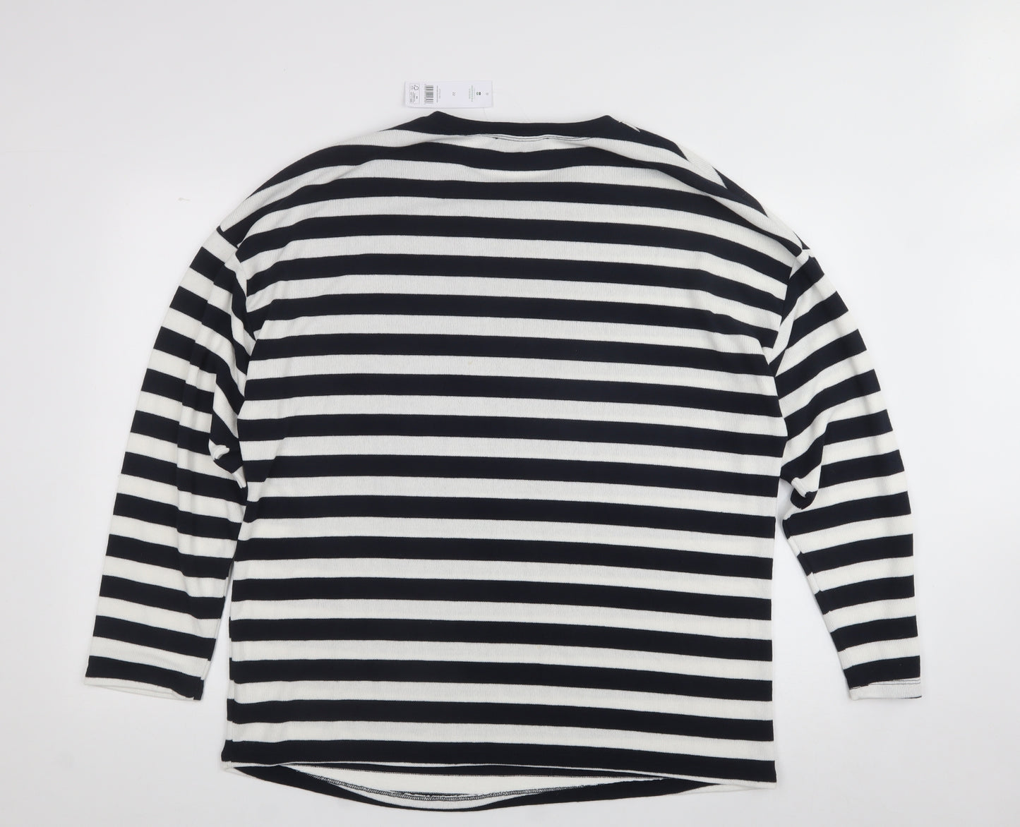 George Womens White Striped Polyester Pullover Sweatshirt Size 22