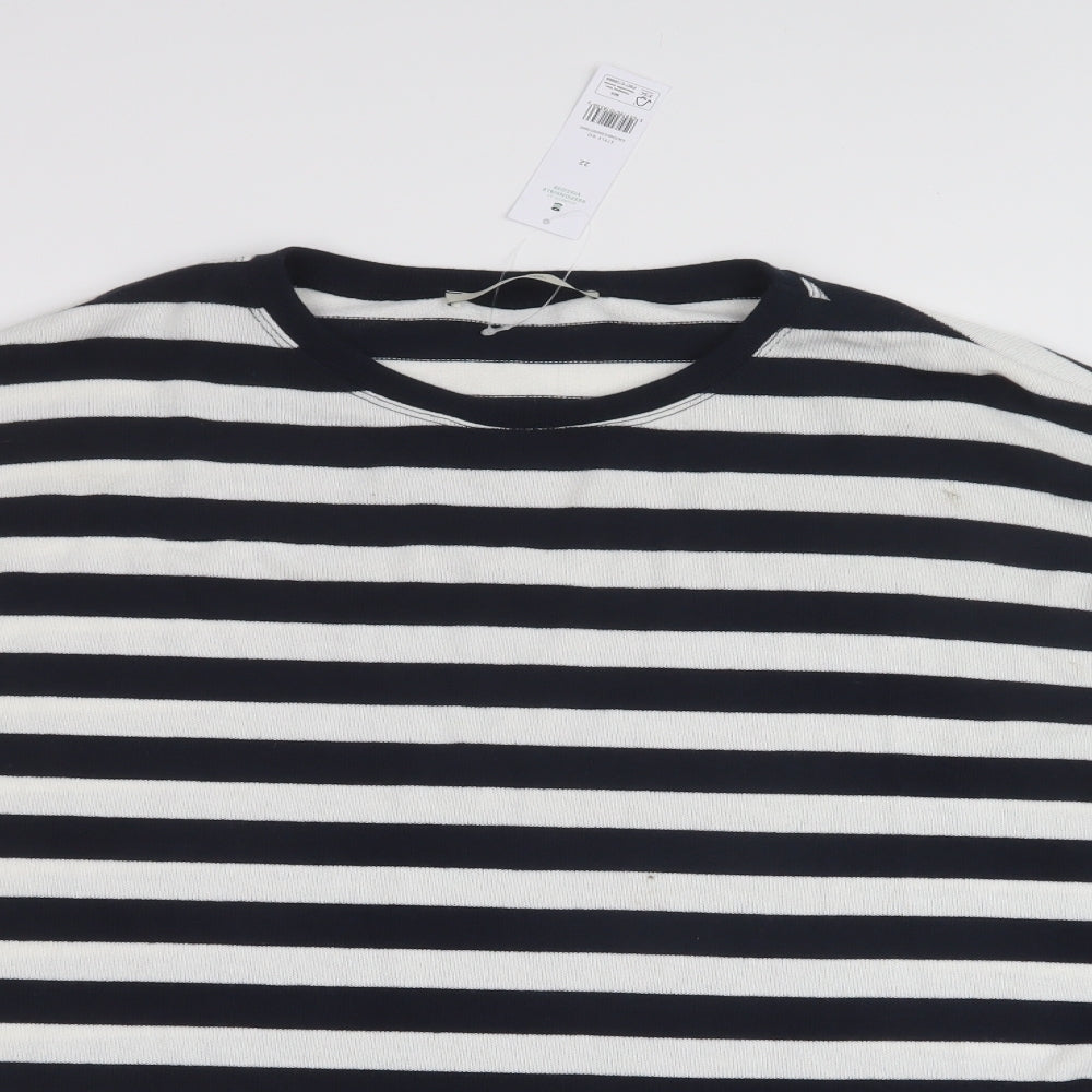 George Womens White Striped Polyester Pullover Sweatshirt Size 22