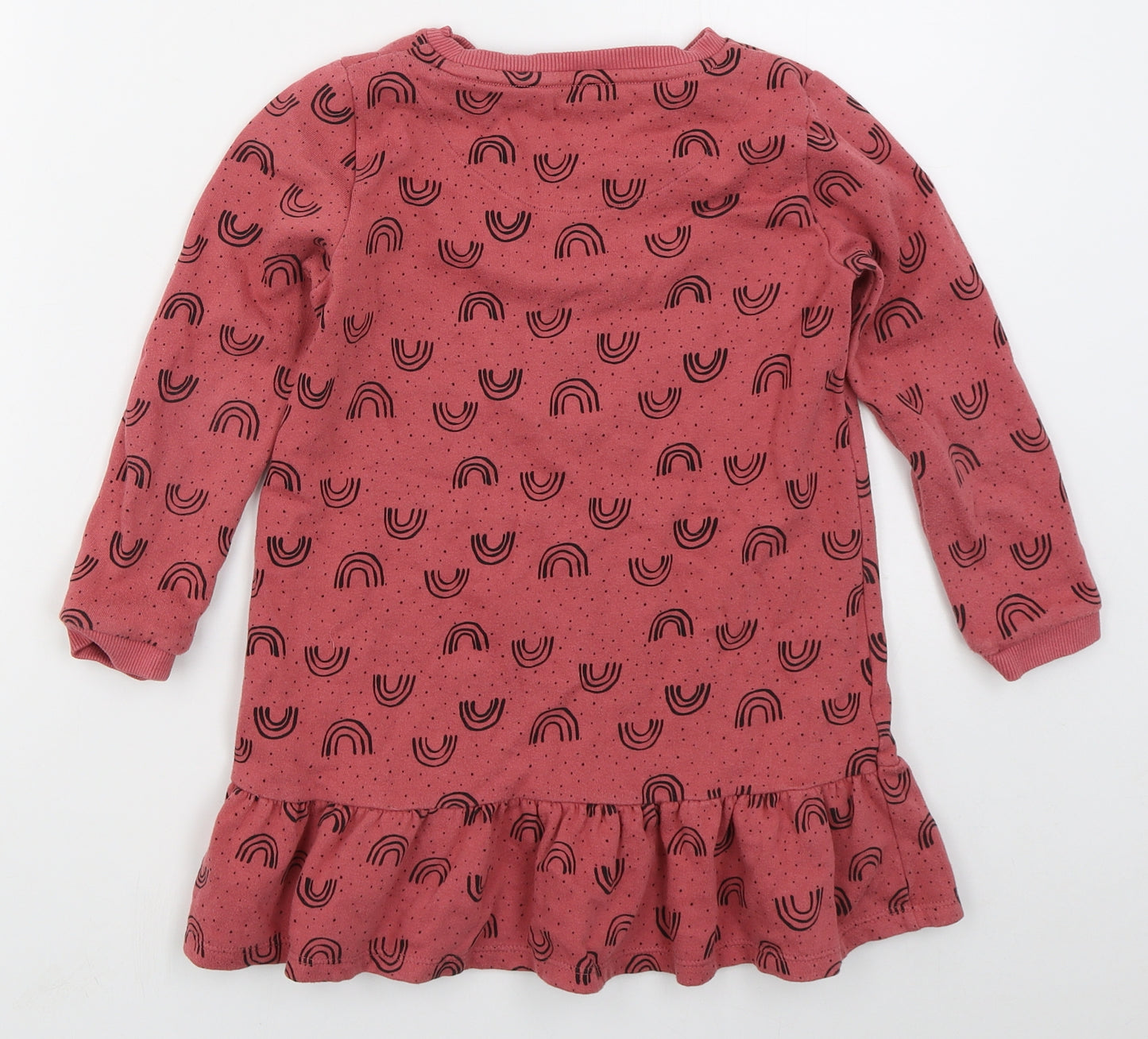 F&F Girls Pink  Cotton Pullover Sweatshirt Size 6-7 Years  Pullover - Rainbows