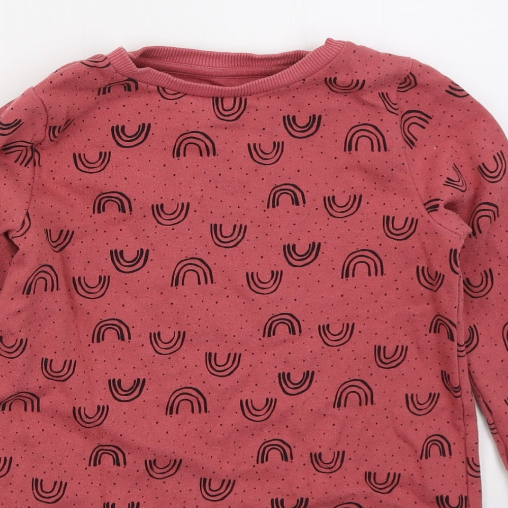 F&F Girls Pink  Cotton Pullover Sweatshirt Size 6-7 Years  Pullover - Rainbows