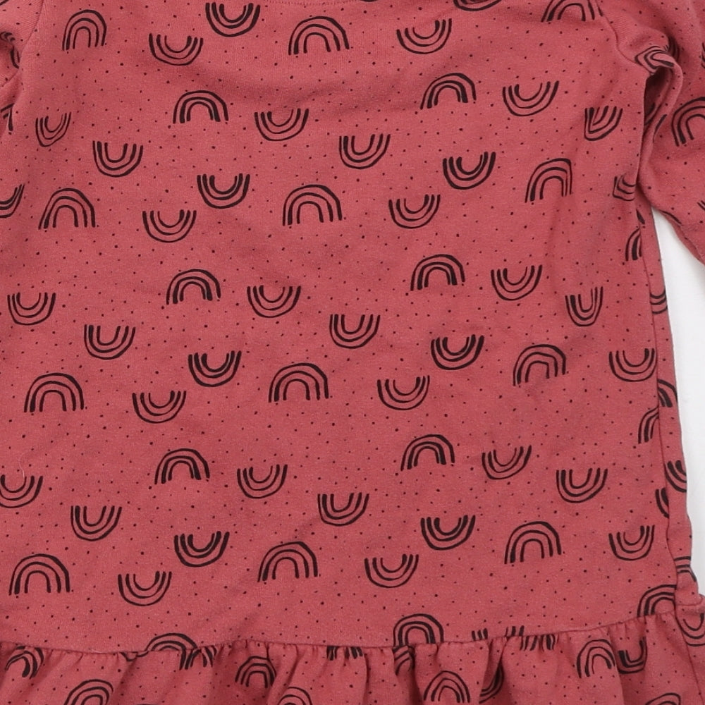 F&F Girls Pink  Cotton Pullover Sweatshirt Size 6-7 Years  Pullover - Rainbows