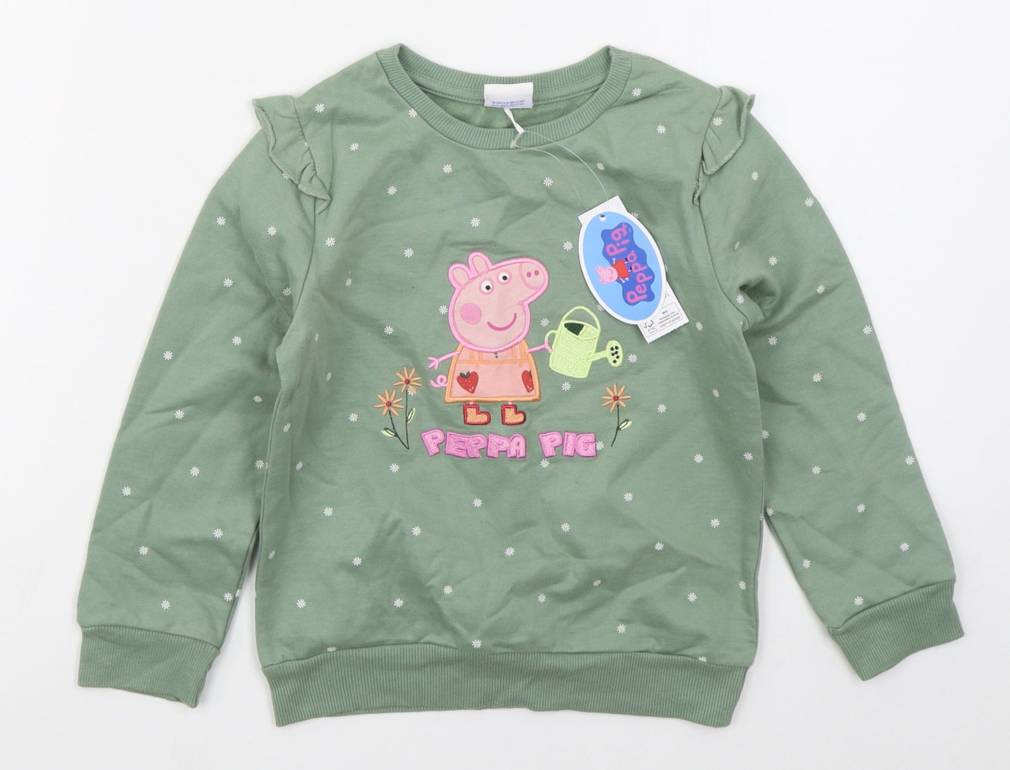 George Girls Green  Cotton Pullover Sweatshirt Size 5-6 Years  Pullover - Peppa Pig