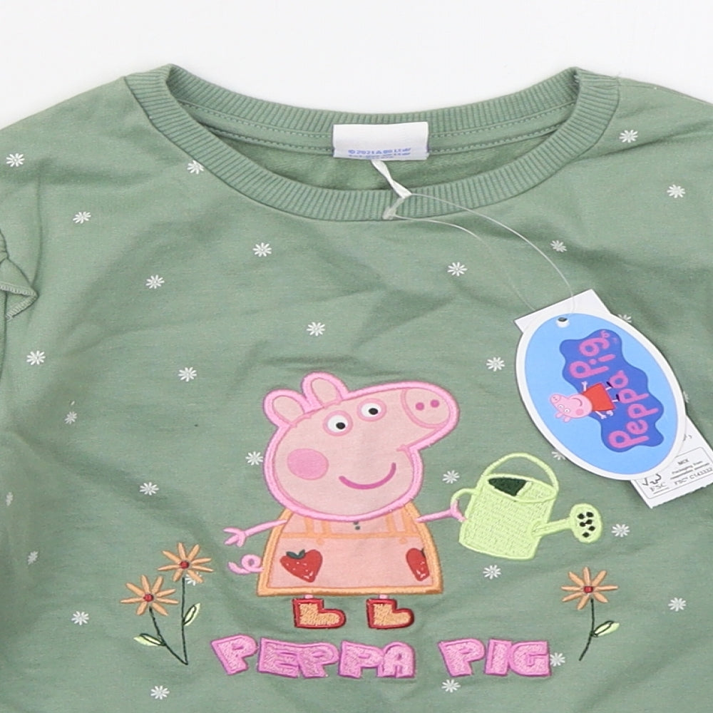 George Girls Green  Cotton Pullover Sweatshirt Size 5-6 Years  Pullover - Peppa Pig