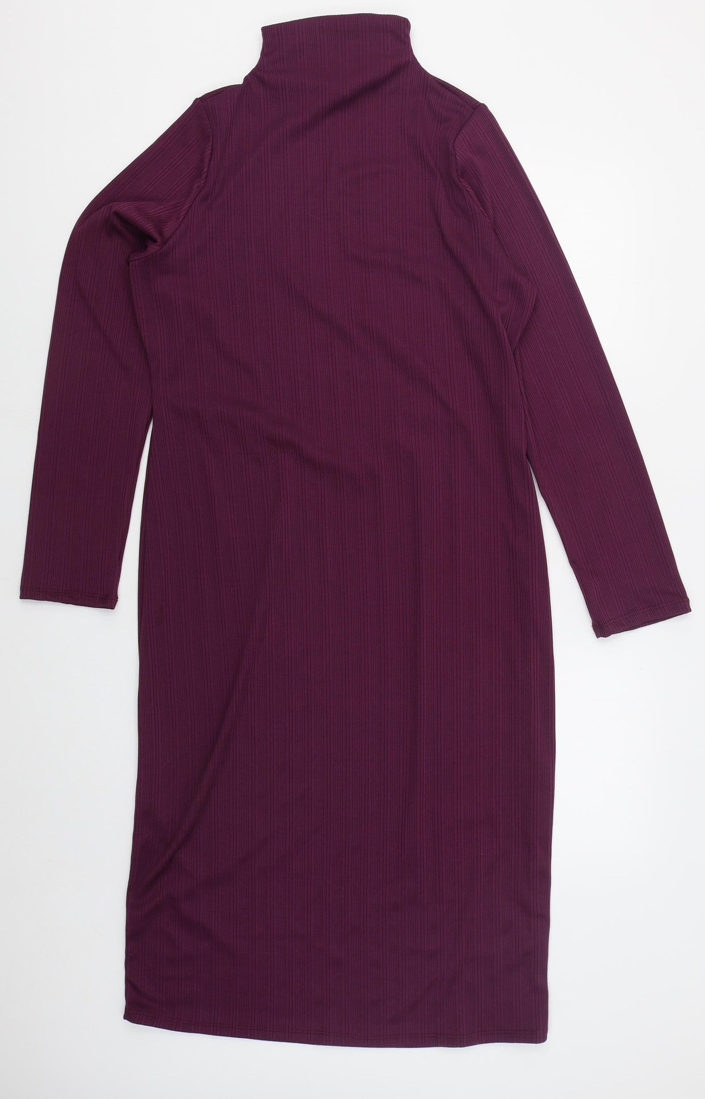 River Island Womens Purple  Polyester Pencil Dress  Size 16  Mock Neck Pullover