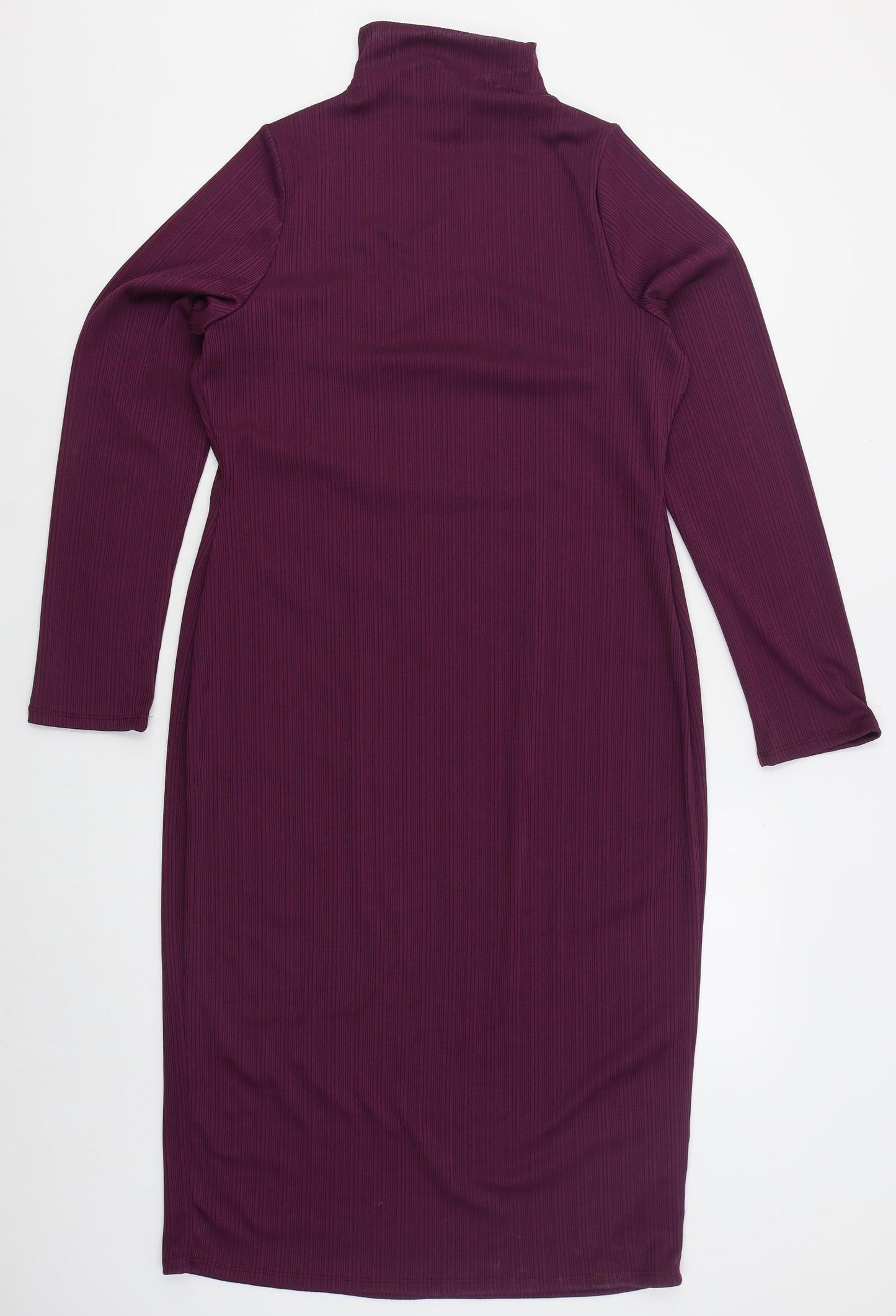 River Island Womens Purple  Polyester Pencil Dress  Size 16  Mock Neck Pullover