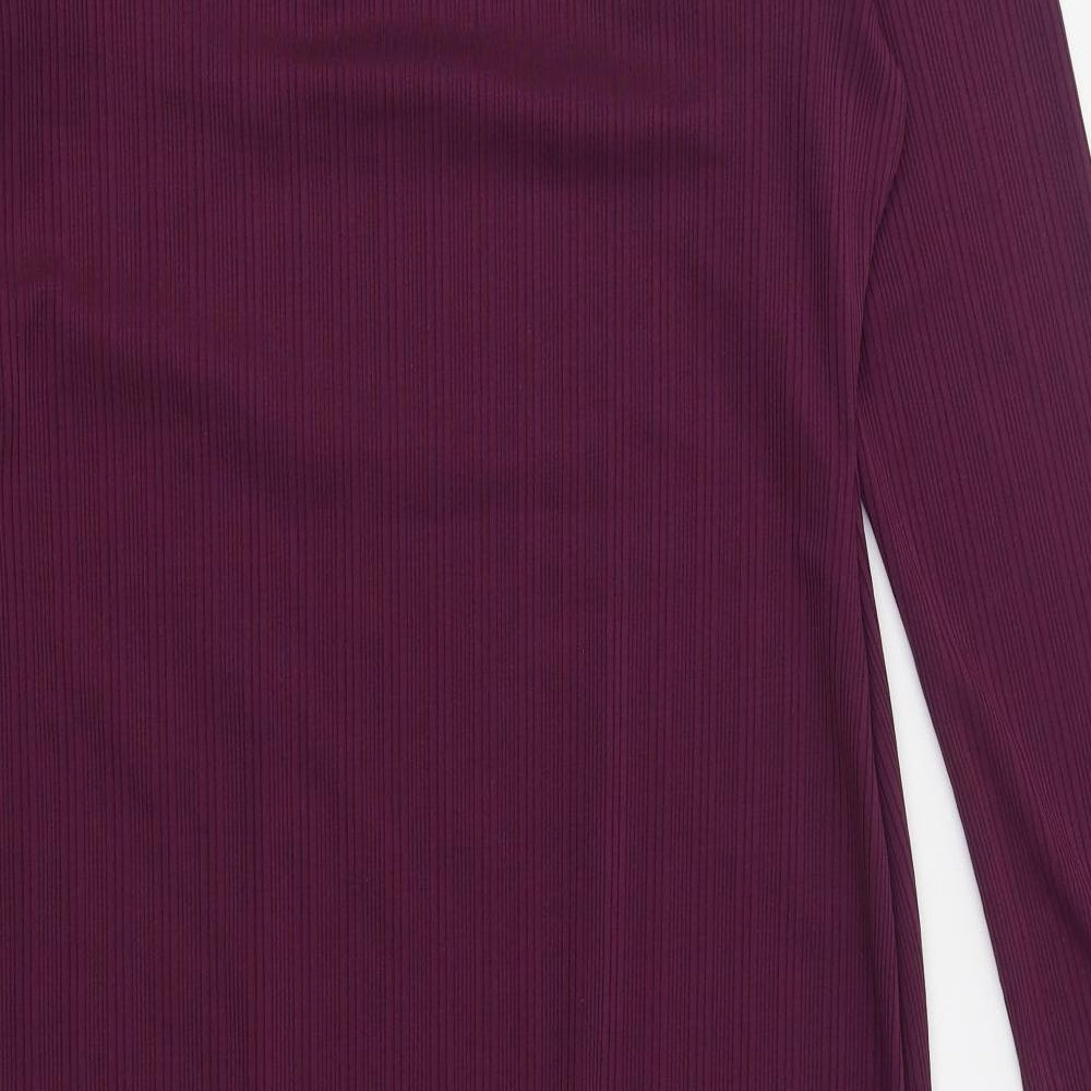 River Island Womens Purple  Polyester Pencil Dress  Size 16  Mock Neck Pullover