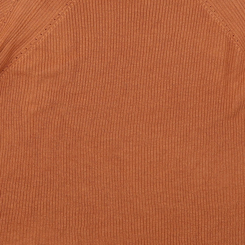 Mango Womens Orange Boat Neck  Acrylic Pullover Jumper Size S