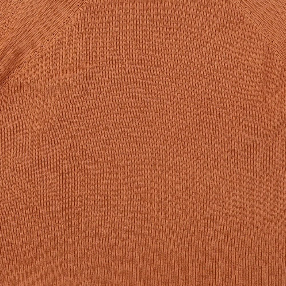 Mango Womens Orange Boat Neck  Acrylic Pullover Jumper Size S