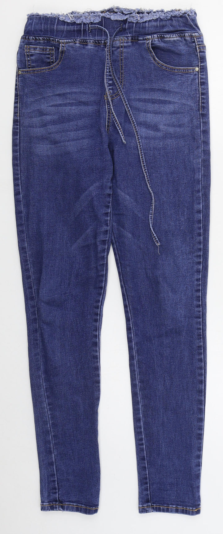 The Casual Company Womens Blue  Cotton Skinny Jeans Size 10 L29 in Regular Drawstring