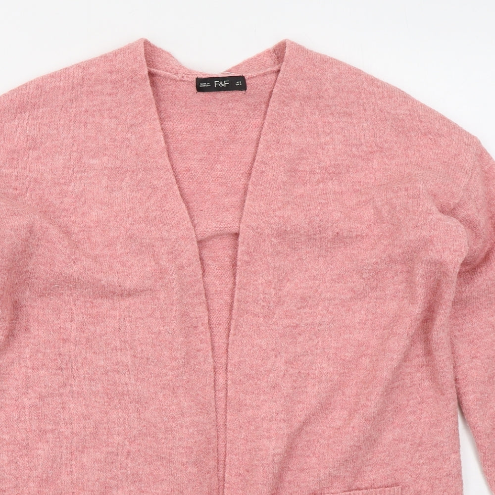 F&F Womens Pink V-Neck  Polyester Cardigan Jumper Size S