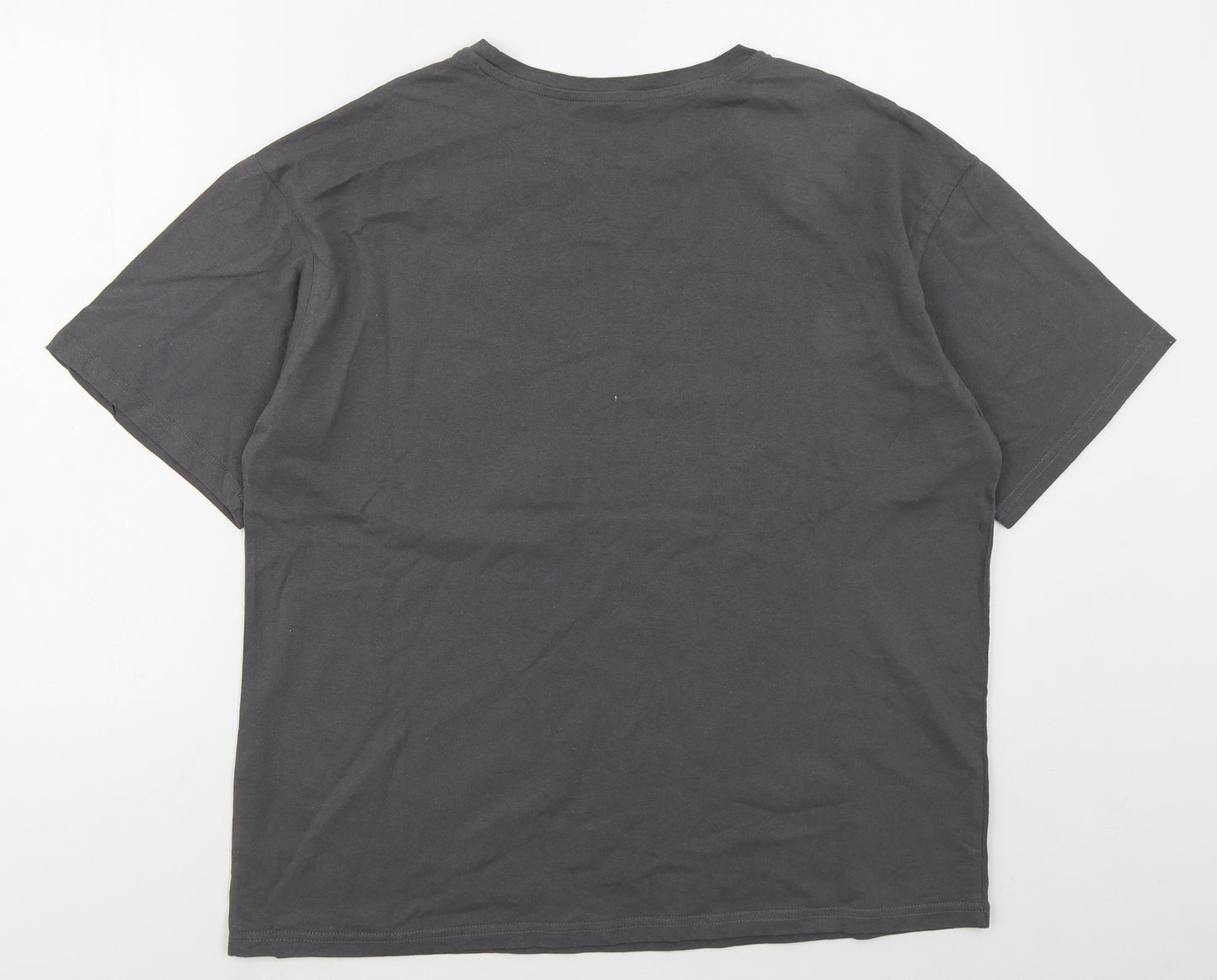 SheIn Womens Grey  Cotton Basic T-Shirt Size L Crew Neck - Los Angeles Motorcycles